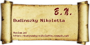 Budinszky Nikoletta névjegykártya